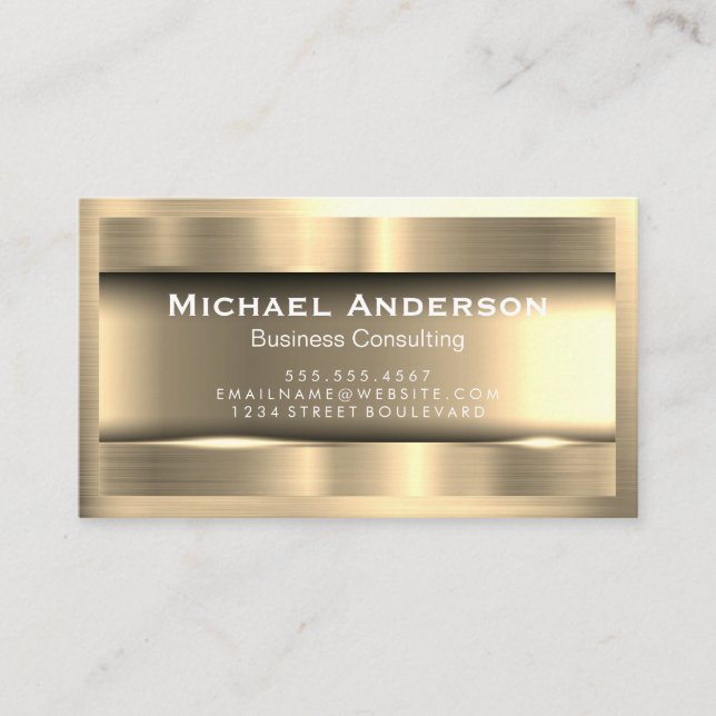 Metallic Gold on Gold Border Business Card (Front)