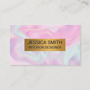 Metallic Gold Pastel Liquid Background Business Card