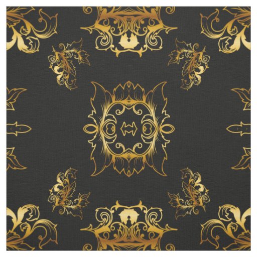 Metallic Gold Pattern on Black Fabric