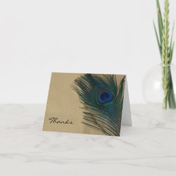 Metallic Gold Peacock Wedding Thank You Cards by Peacocks at Zazzle