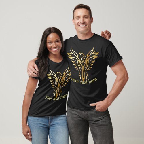metallic gold phoenix bird tshirt customizable