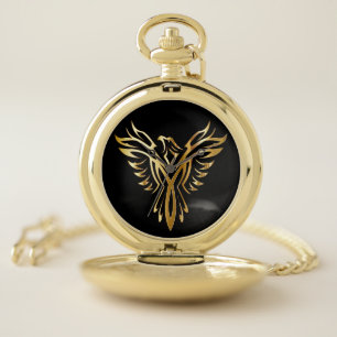 Metallic Gold Phoenix Pocket Watch