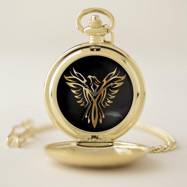 Metallic Gold Phoenix Pocket Watch (Inside)