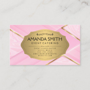 Metallic Gold Pink Marble Background Business Card