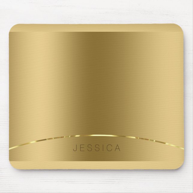 Metallic Gold Print Background Monogramed Mouse Pad (Front)