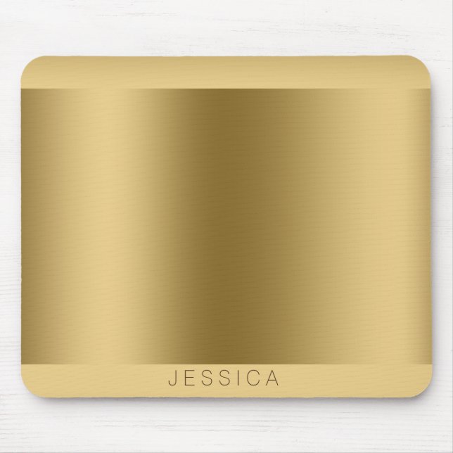 Metallic Gold Print Monogramed Mouse Pad (Front)