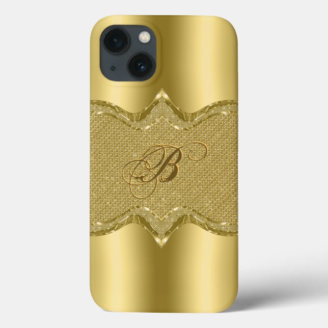 Metallic Gold print With Diamonds Pattern Case-Mate iPhone Case (Back)