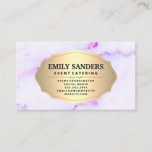 Metallic Gold Purple Marble Texture Business Card