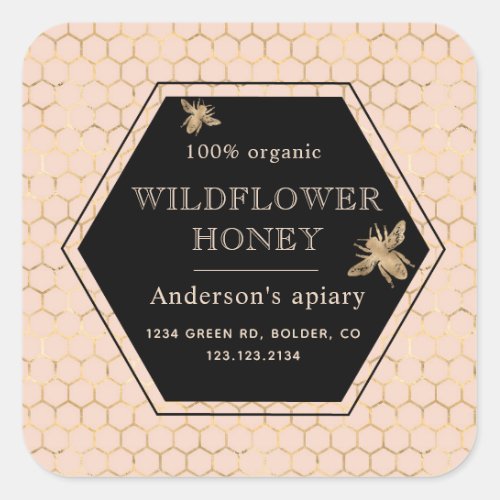 Metallic Gold Queen Bee Honey Jar Label