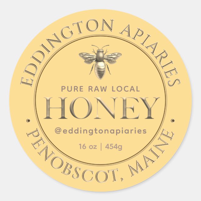 Metallic Gold Queen Bee Honey Label (Front)