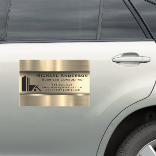 Metallic Gold  Real Estate Logo Car Magnet