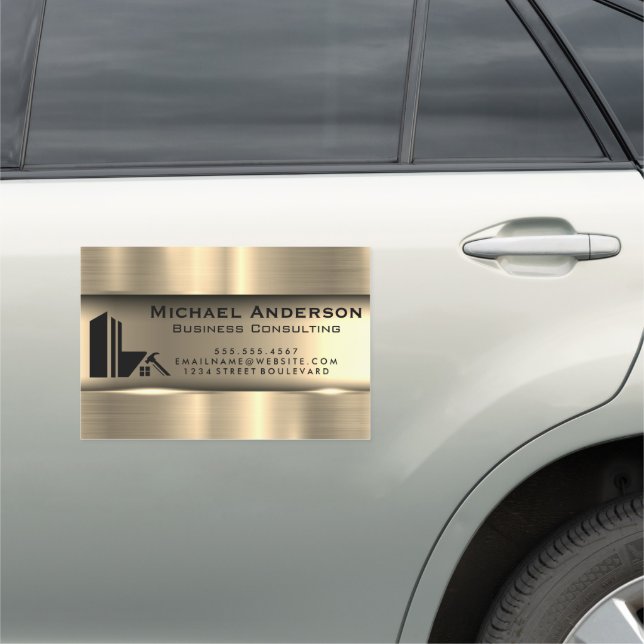 Metallic Gold | Real Estate Logo Car Magnet (In Situ)