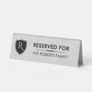 Metallic Gold Reserved Family Crest Table Tent