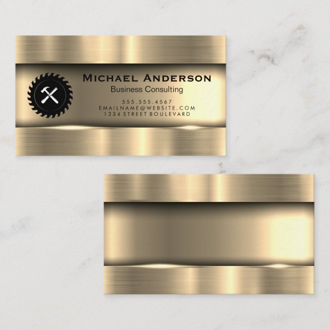 Metallic Gold | Saw Hammer Business Card (Front/Back)