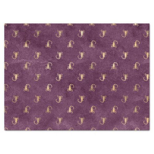 Metallic Gold Scorpions on Purple Decoupage Tissue Paper