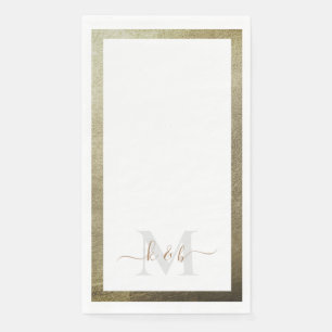 Metallic Gold Script Monogram Elegant Wedding Paper Guest Towels