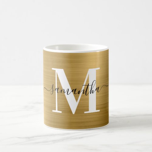 Metallic Gold Signature Monogram Coffee Mug