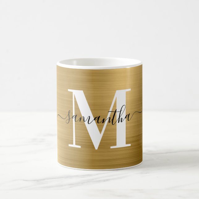 Metallic Gold Signature Monogram Coffee Mug (Center)