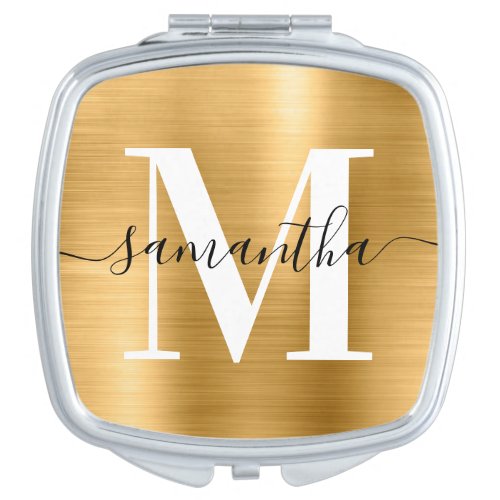 Metallic Gold Signature Monogram Compact Mirror