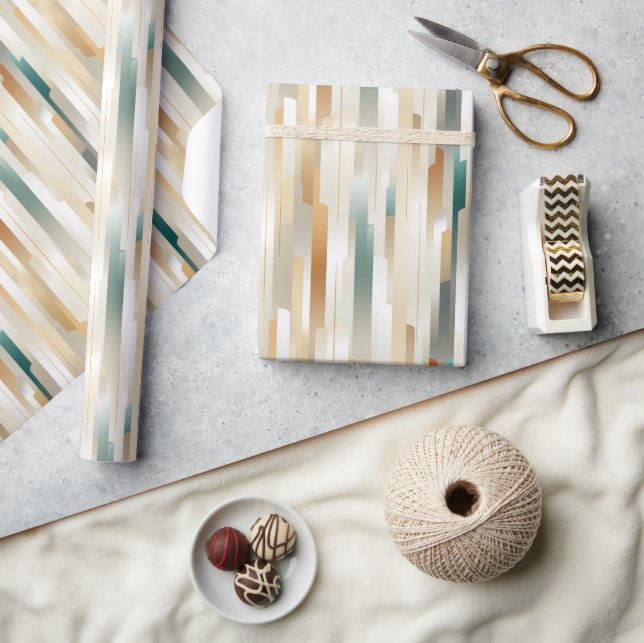 Metallic Gold, Silver & Rose Gold Stripes Design Wrapping Paper (Crafts)