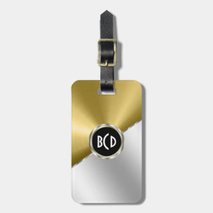 Metallic Gold & Silver Stainless Steel Look Luggage Tag