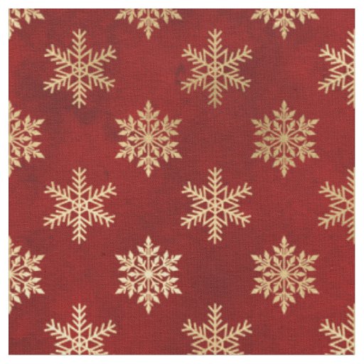 Tissu 100% Coton Noël Rouge à Flocons Neige Dorés - 1 à 2 Yards - Pour Nappe Ou Quilt