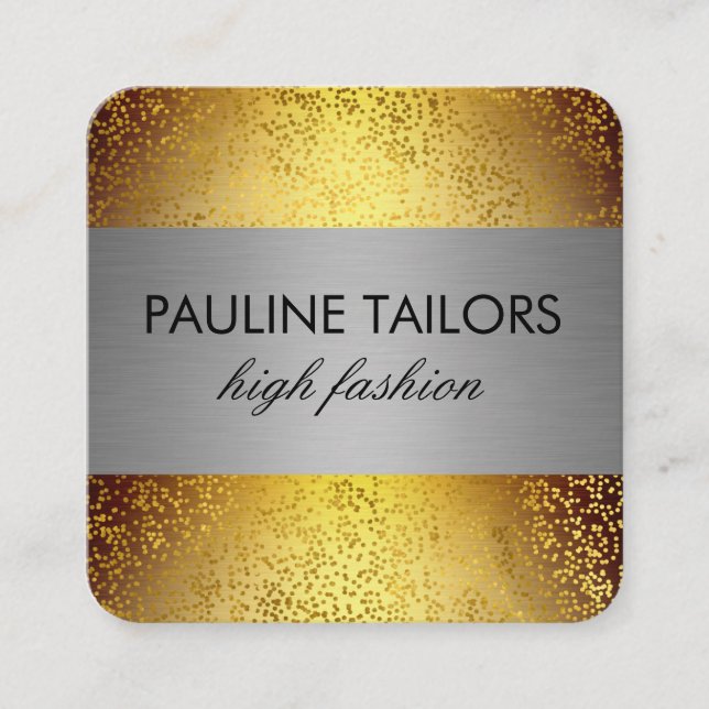 Metallic / Gold Speckles Square Business Card (Front)