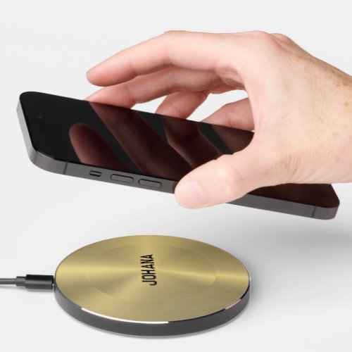 Metallic gold split simple design wireless charger 