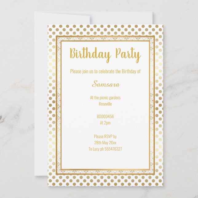METALLIC GOLD SPOT LAYERED 2 BIRTHDAY INVITATION (Front)