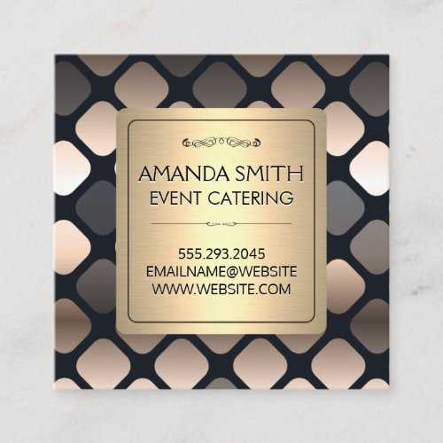 Metallic Gold Square Patterns Square Business Card