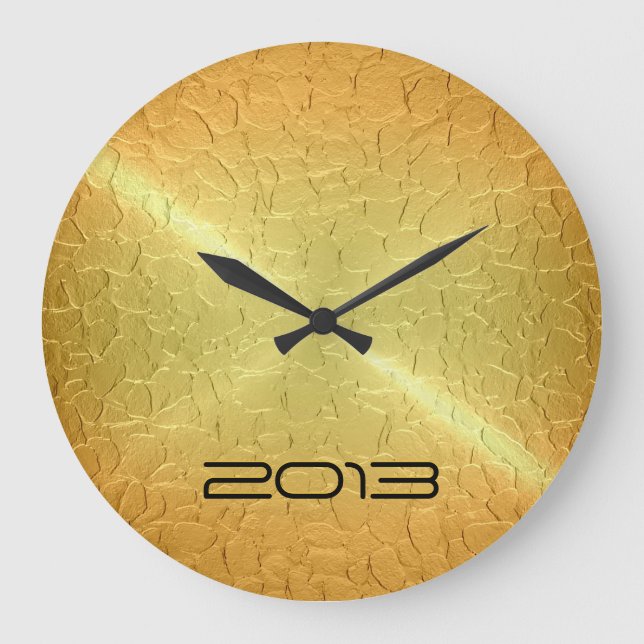 Metallic Gold Stainless Steel Metal Large Clock (Front)