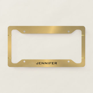 Metallic Gold Stainless Steel Minimalistic Design License Plate Frame