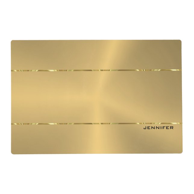 Metallic Gold Stainless Steel Minimalistic Design Placemat (Front)