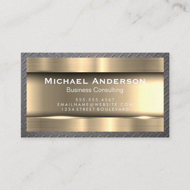 Metallic Gold | Steel Border Business Card (Front)