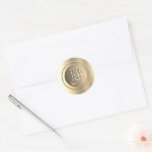 Metallic Gold Steel Engraved Monogram Classic Round Sticker