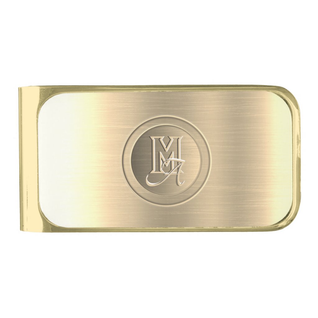 Metallic Gold Steel Engraved Monogram