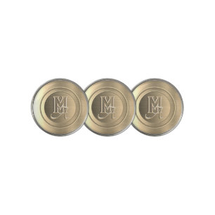 Metallic Gold Steel Engraved Monogram Golf Ball Marker
