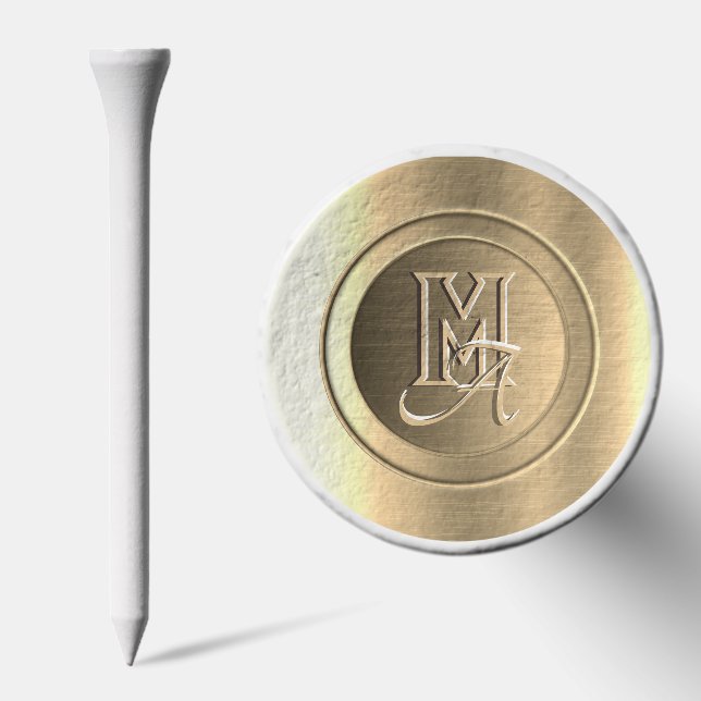 Metallic Gold Steel Engraved Monogram Golf Tees (Combo)