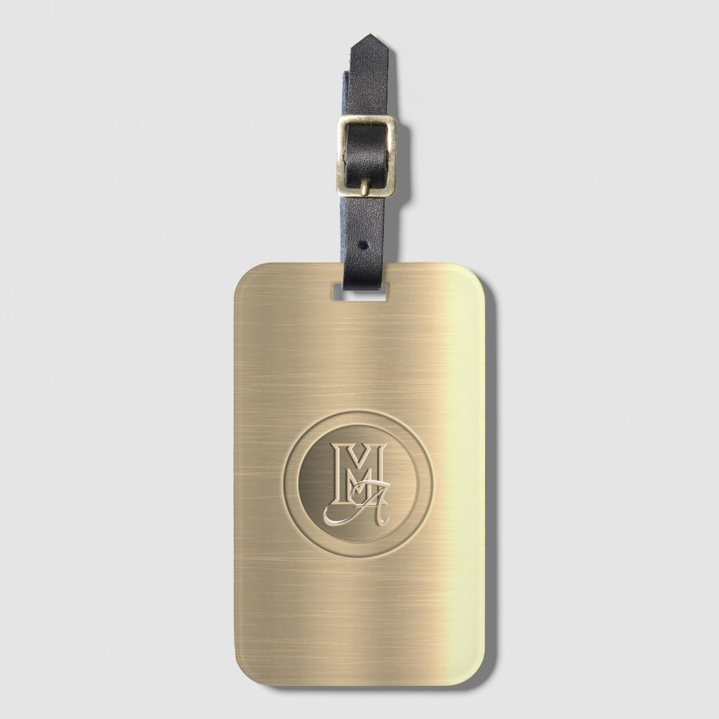 Metallic Gold Steel Engraved Monogram