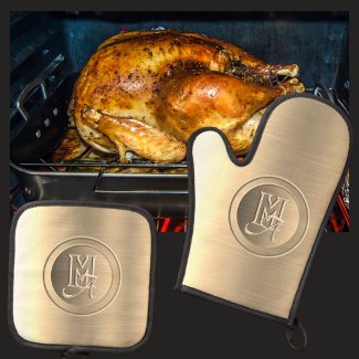 Metallic Gold Steel Engraved Monogram