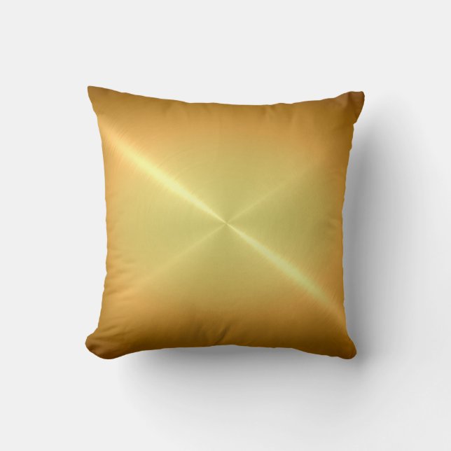 Metallic Gold Steel Metal Look Throw Pillow (Front)
