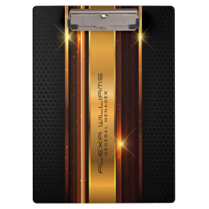 Metallic gold stripes black metallic mash clipboard