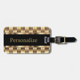 Metallic Gold Stripes DIY Text Luggage Tag