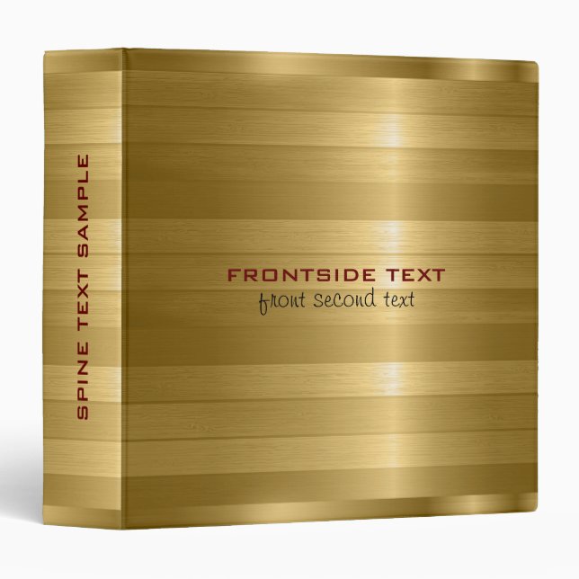 Metallic Gold Stripes Pattern 3 Ring Binder (Front/Spine)