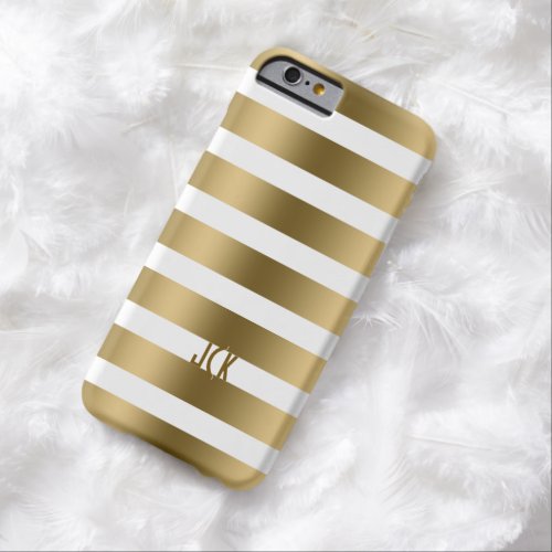 Metallic Gold Stripes White Background 2 Barely There iPhone 6 Case