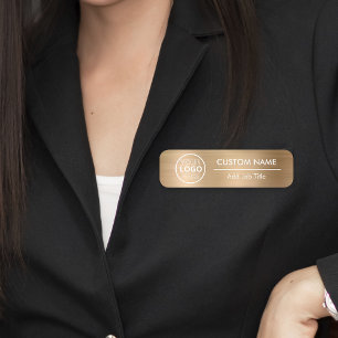 Metallic Gold Style Clothes Safety Pin Employee Name Tag