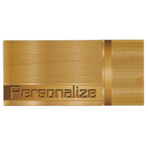 Metallic Gold Style DIY Name Wood USB Flash Drive
