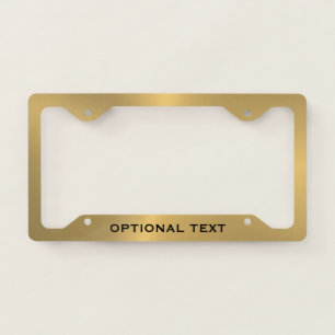 Metallic gold texture optional text license plate frame