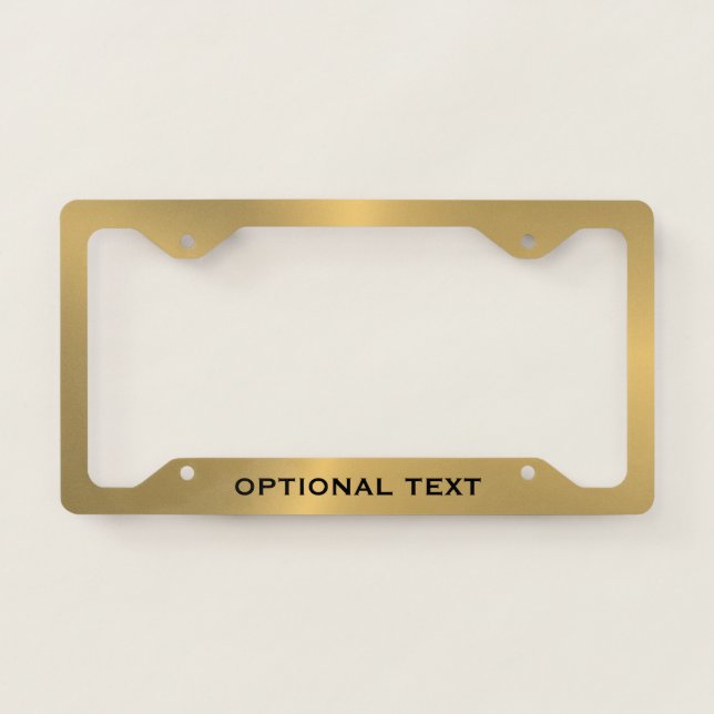 Metallic gold texture optional text license plate frame (Front)