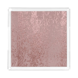 Metallic gold texture, rose quartz. acrylic tray